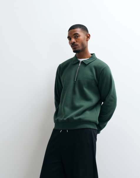 ASOS DESIGN polo a maniche lunghe con zip verde - view 1