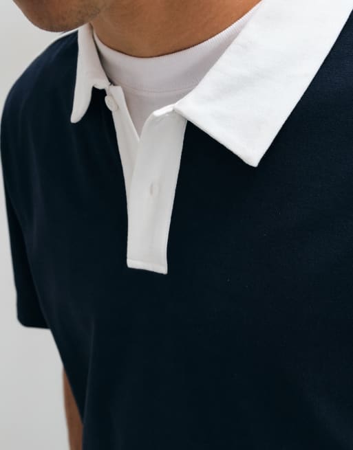 ASOS DESIGN polo ample épais avec liserés contrastants bleu marine, 5 de 5