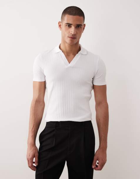 ASOS DESIGN - Polo attillata bianca testurizzata - view 1