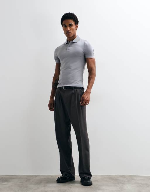 ASOS DESIGN polo attillata in grigio, 2 di 10