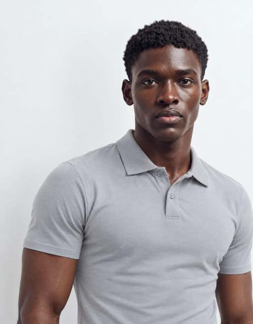 ASOS DESIGN polo attillata in grigio, 7 di 10