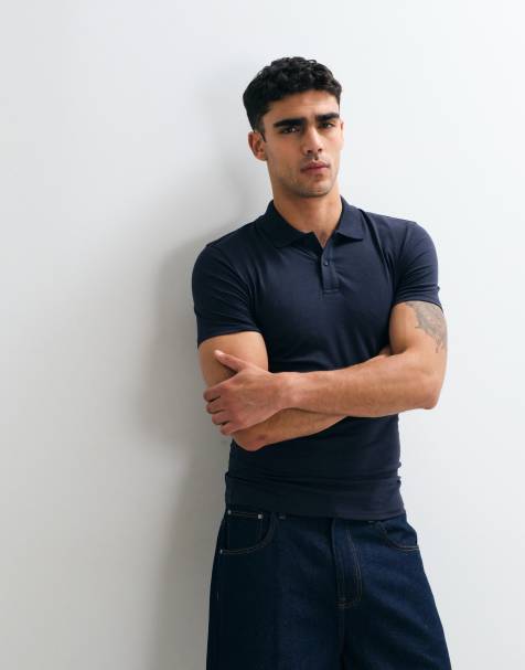 ASOS DESIGN - Polo basic attillata blu navy - view 1