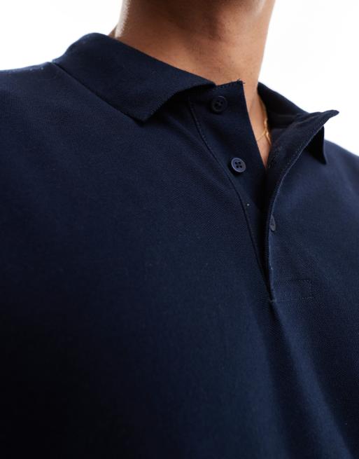 ASOS DESIGN - Polo basic in piqué blu navy regular fit, 3 di 4