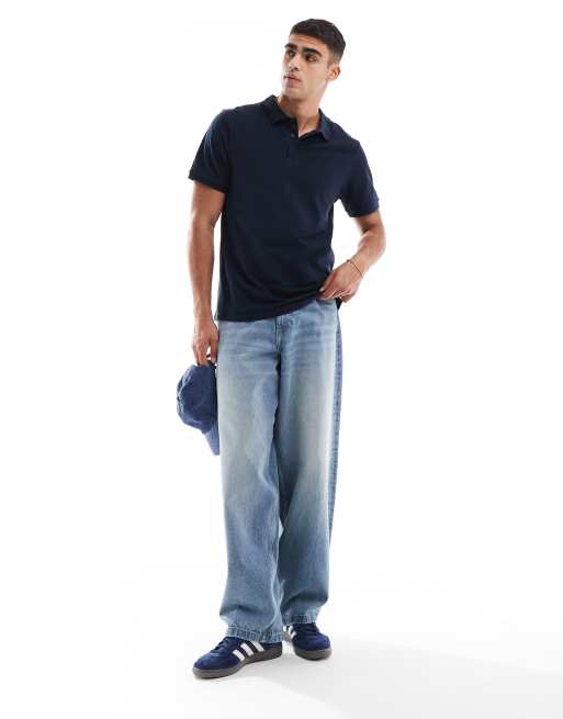 ASOS DESIGN - Polo basic in piqué blu navy regular fit, 4 di 4