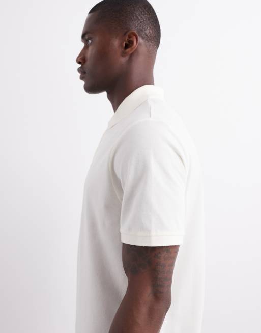 ASOS DESIGN - Polo basic in piqué panna regular fit, 2 di 5