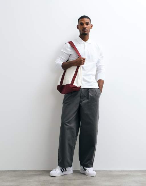 ASOS DESIGN - Polo basic regular fit a maniche lunghe in piqué bianca, 3 di 5