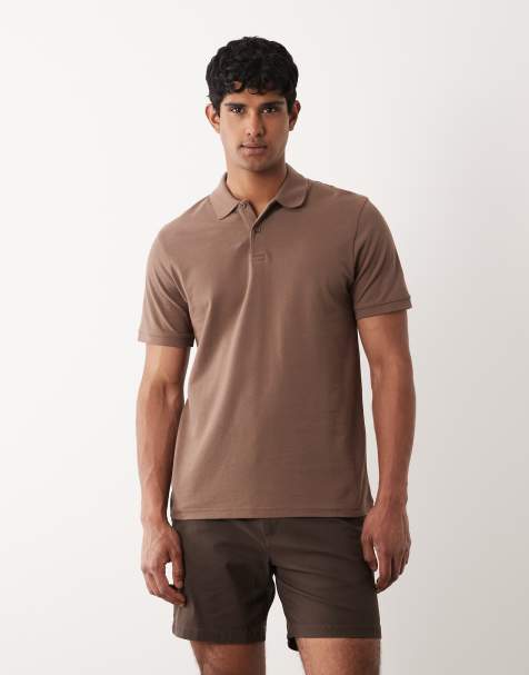 ASOS DESIGN - Polo basic regular fit in piqué marrone - view 1