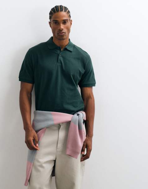 ASOS DESIGN - Polo basic regular fit verde scuro in piqué - view 1