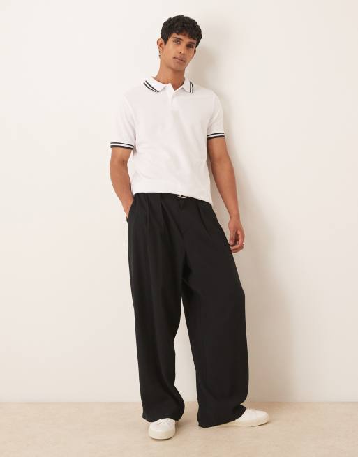 ASOS DESIGN - Polo basique en piqué à liserés noirs - Blanc, 2 de 4