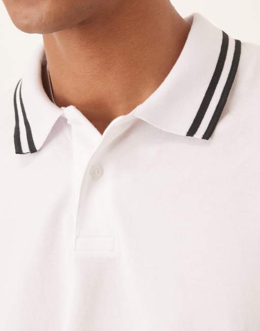 ASOS DESIGN - Polo basique en piqué à liserés noirs - Blanc, 4 de 4