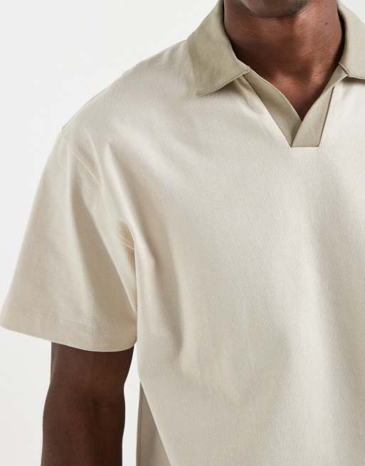 ASOS DESIGN - Polo beis holgado de tejido grueso, 4 de 5