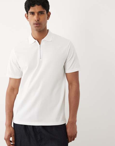 ASOS DESIGN - Polo blanco de corte estándar con cremallera de piqué - view 1