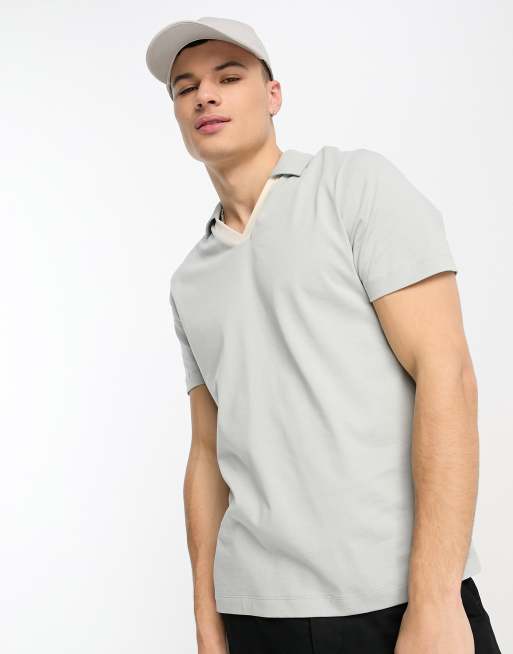 ASOS DESIGN - Polo classica grigia con colletto rever