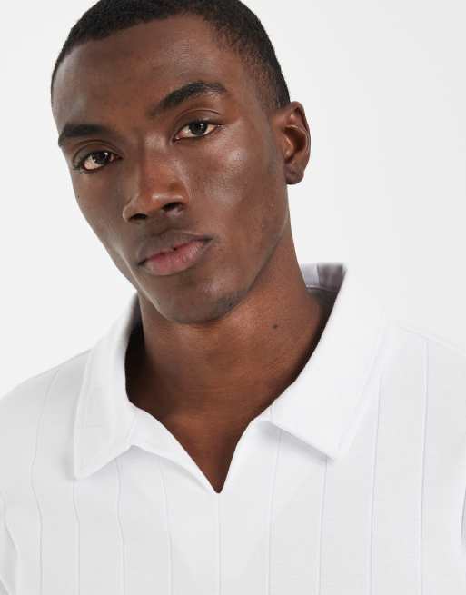 ASOS DESIGN - Polo classique à larges nervures - Blanc, 3 de 5