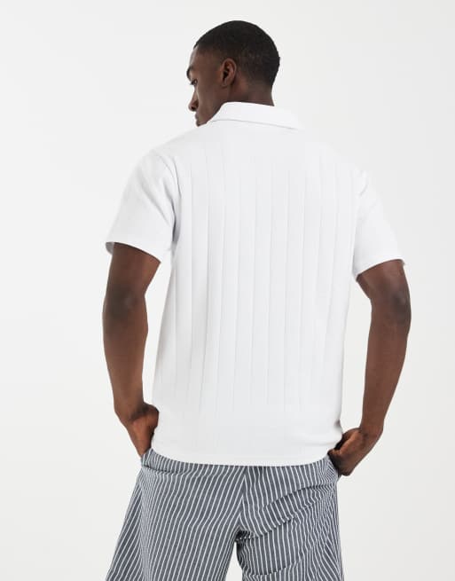 ASOS DESIGN - Polo classique à larges nervures - Blanc, 4 de 5