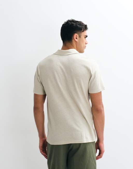 ASOS DESIGN - Polo classique en lin mélangé avec col à revers - Vert clair, 4 de 5