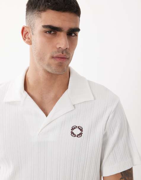 ASOS DESIGN - Polo classique en tissu côtelé ultra épais avec motif sur la poitrine - Blanc - view 1