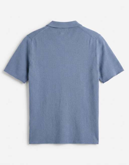 ASOS DESIGN - Polo color azul básico de punto acanalado fino, 7 de 9