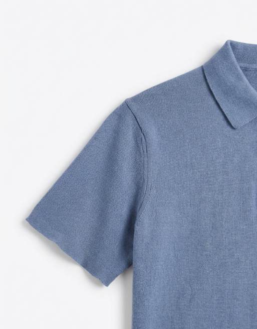 ASOS DESIGN - Polo color azul básico de punto acanalado fino, 9 de 9