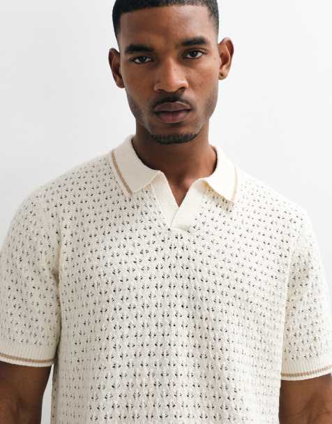 ASOS DESIGN - Polo color crudo holgado con detalle de ribetes de punto - view 1