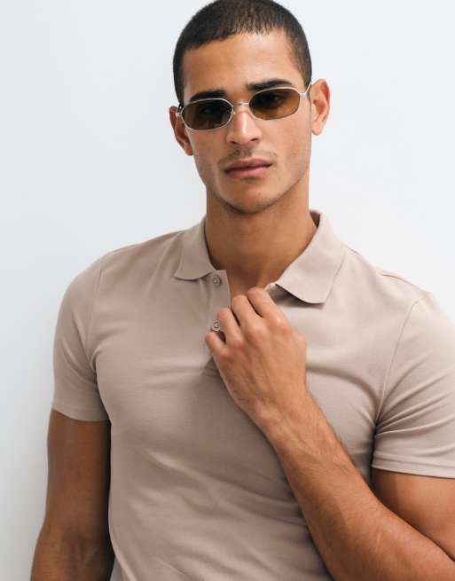 ASOS DESIGN - Polo color piedra básico ajustado de piqué Essentials, 4 de 5