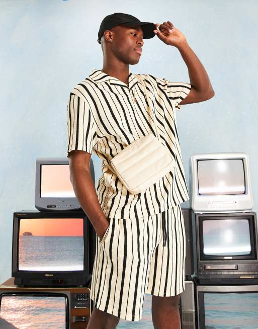 ASOS DESIGN - Polo comoda con rever écru a righe nere