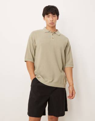 ASOS DESIGN - Polo comoda in maglia piqué kaki - view 1