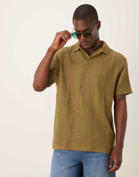 ASOS DESIGN - Polo comoda testurizzata kaki - view 1