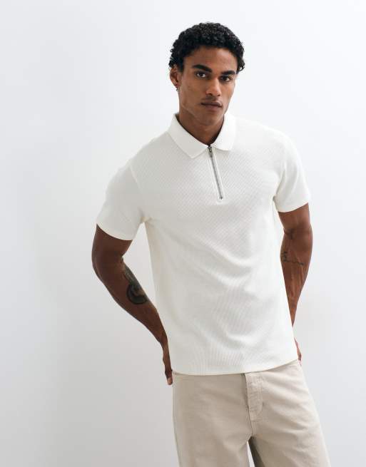 ASOS DESIGN - polo con cremallera en caqui de punto gofrado, 2 de 5