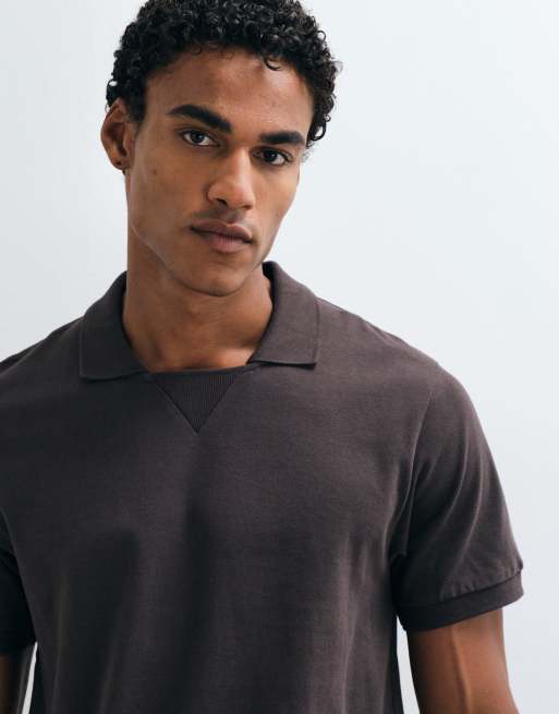 ASOS DESIGN polo con dettaglio al colletto marrone, 1 di 5