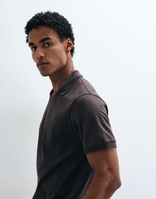 ASOS DESIGN polo con dettaglio al colletto marrone, 5 di 5