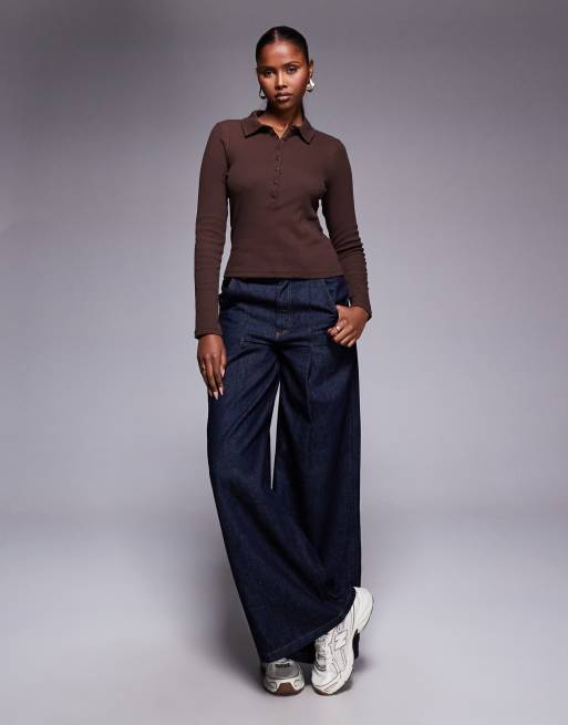 ASOS DESIGN - Polo côtelé à manches longues - Marron, 4 de 4