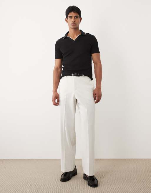 ASOS DESIGN - Polo côtelé ajusté à liserés contrastants et encoche - Noir, 2 de 5