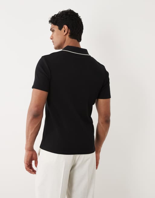 ASOS DESIGN - Polo côtelé ajusté à liserés contrastants et encoche - Noir, 5 de 5