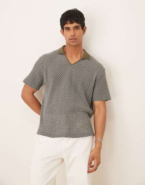 ASOS DESIGN - Polo coupe carrée décontractée en maille au crochet - Vert - view 1