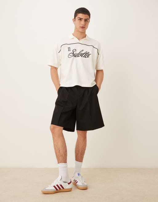 ASOS DESIGN - Polo coupe carrée oversize avec imprimé texte - Crème, 2 de 4