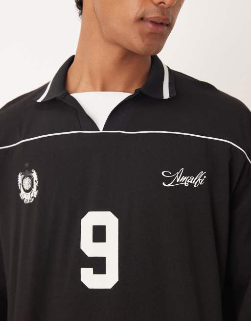 ASOS DESIGN - Polo de football oversize à passepoil - Noir , 5 de 5
