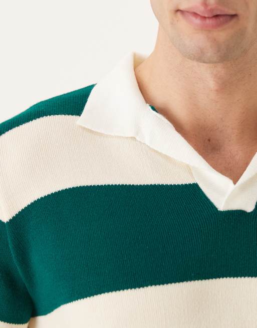 ASOS DESIGN - Polo de rugby à manches en maille - Rayures vertes, 5 de 5