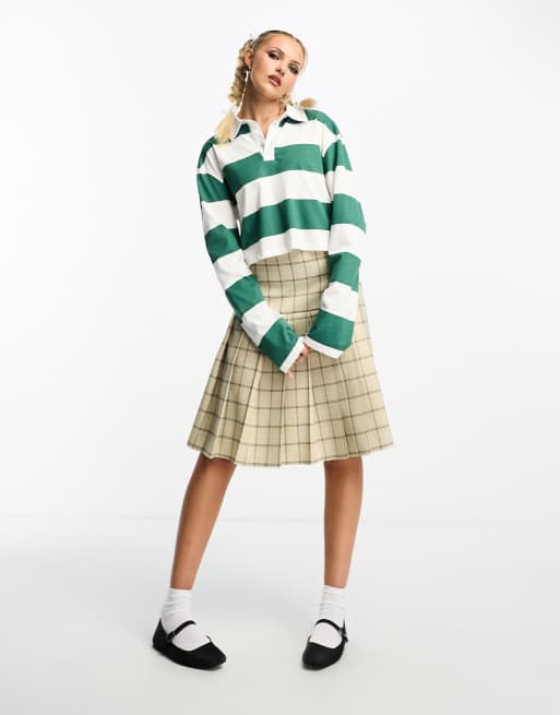 ASOS DESIGN - Polo de rugby court à manches longues et rayures - Vert, 4 de 4