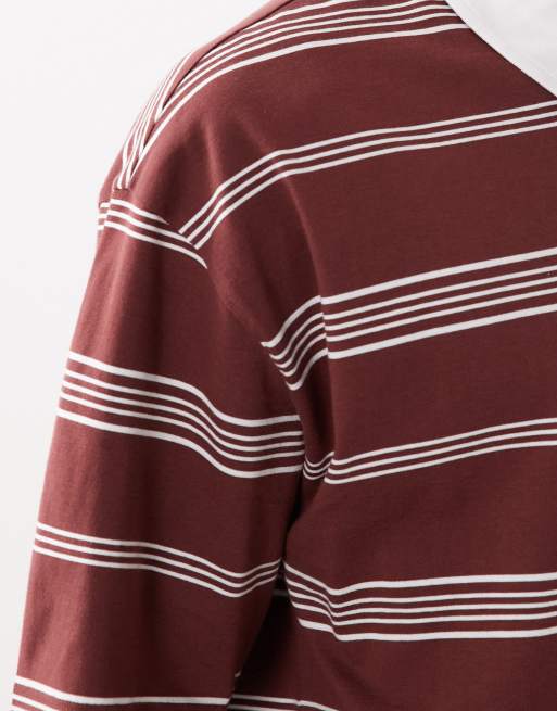 ASOS DESIGN - Polo de rugby oversize à rayures - Rouge, 5 de 5