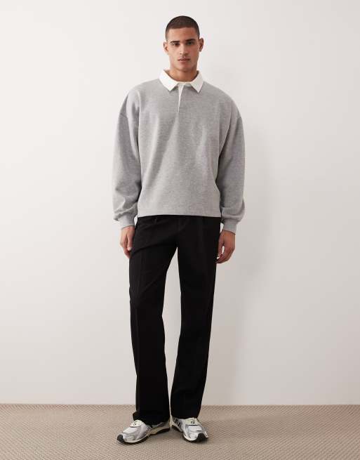 ASOS DESIGN - Polo de rugby ultra oversize avec col contrastant - Gris chiné, 2 de 5
