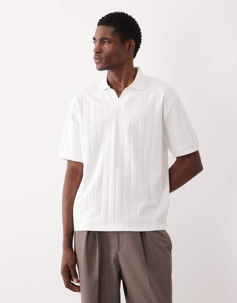 ASOS DESIGN - Polo décontracté à larges nervures avec col à revers - Blanc - view 1