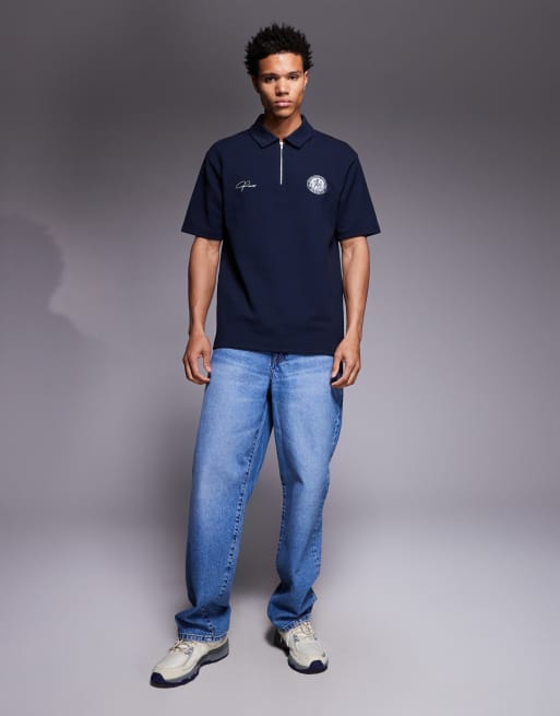 ASOS DESIGN - Polo décontracté d'ensemble ultra épais à broderie sur la poitrine - Bleu marine, 2 de 5