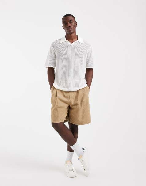 ASOS DESIGN - Polo décontracté en maille à manches courtes et col cranté - Écru - view 1