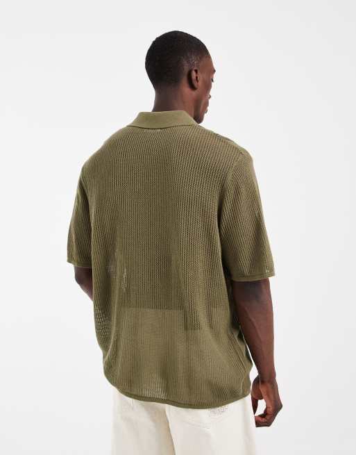 ASOS DESIGN - Polo décontracté en maille à manches courtes et col cranté - Kaki, 4 de 5