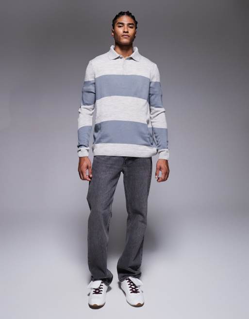 ASOS DESIGN - Polo décontracté en maille à rayures et manches longues - Crème, 2 de 5