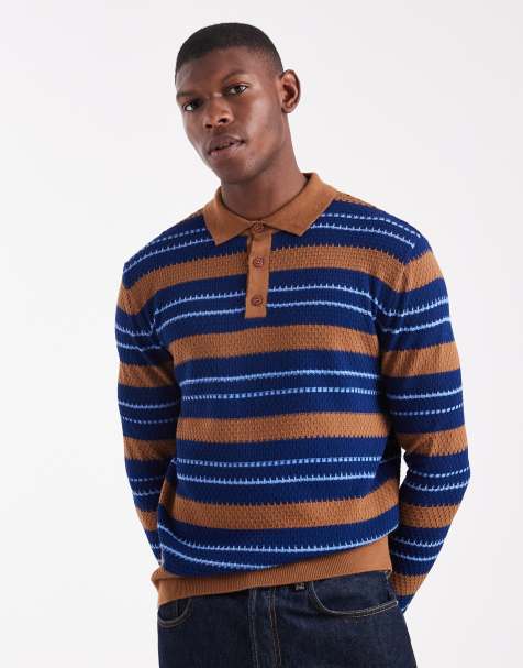 ASOS DESIGN - Polo décontracté en maille rayée - Fauve - view 1