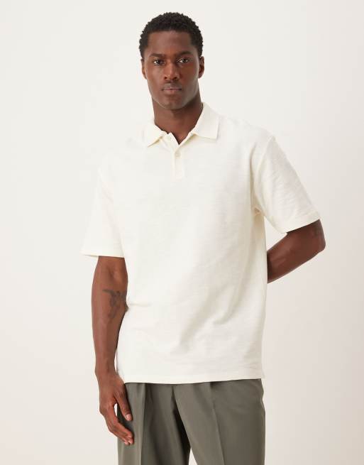 ASOS DESIGN - Polo décontracté en maille texturée - Crème