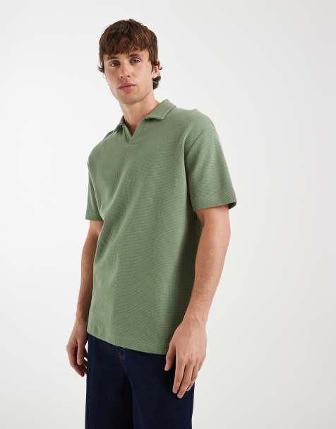 ASOS DESIGN - Polo décontracté en tissu gaufré avec col à revers - Vert clair - view 1