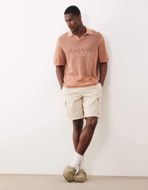 ASOS DESIGN - Polo décontracté en tulle avec col cranté et motif sur la poitrine - Rouille, 2 de 5